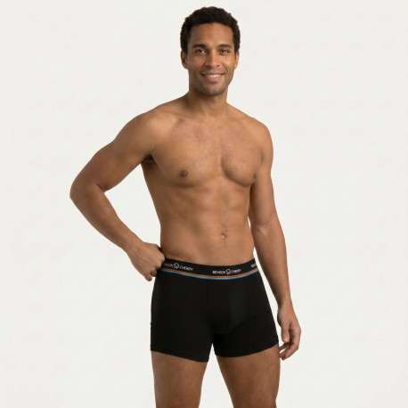 Lot de 2 boxers classiques en coton noir uni avec le nom de la marque - Image 4