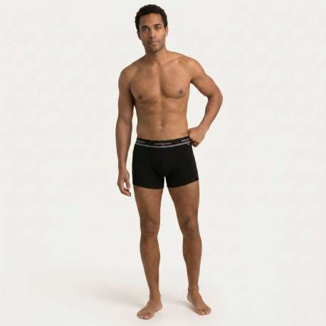 Lot de 2 boxers classiques en coton noir uni avec le nom de la marque - Image 5