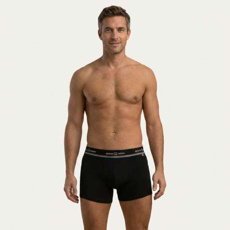 Lot de 2 boxers classiques en coton multicolores unis avec une taille élastiquée - Image 3
