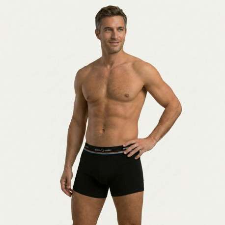 Lot de 2 boxers classiques en coton multicolores unis avec une taille élastiquée - Image 4