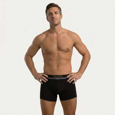 Lot de 2 boxers classiques en coton multicolores unis avec une taille élastiquée - Image 5