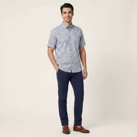 Chemise bleue à motifs pourvue d'un col américain et de manches courtes - Image 5