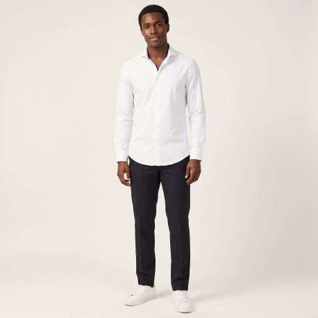 Chemise blanche unie pourvue d'une coupe droite et des manches longues - Image 4