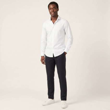 Chemise blanche unie pourvue d'une coupe droite et des manches longues - Image 5