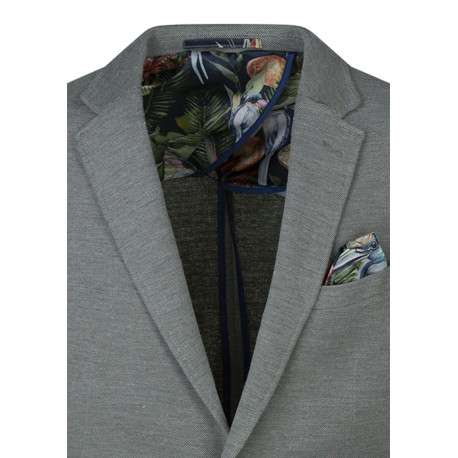 Blazer vert texturé avec une coupe ajustée et un col cranté à revers