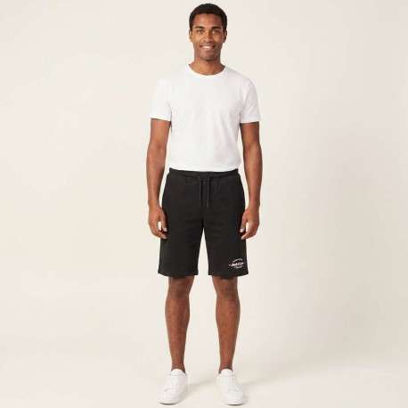 Short jogging noir uni avec une coupe droite et une taille élastiquée - Image 7