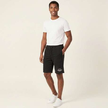 Short jogging noir uni avec une coupe droite et une taille élastiquée - Image 9