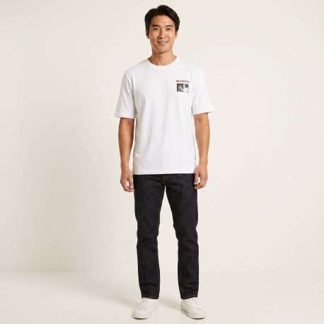 T-shirt en coton blanc imprimé avec une coupe droite et un col rond - Image 4