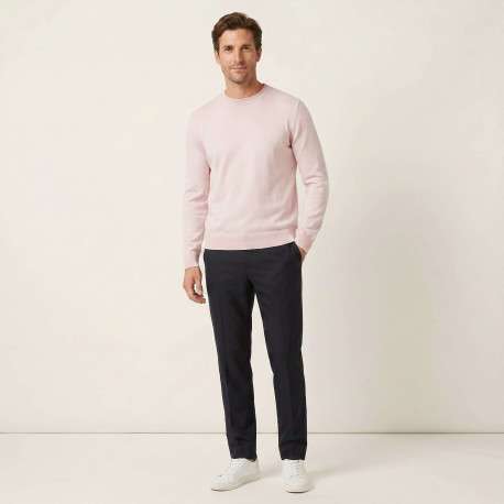 Pull en coton biologique rose uni pourvu d'un col rond et d'un aspect fumé - Image 6