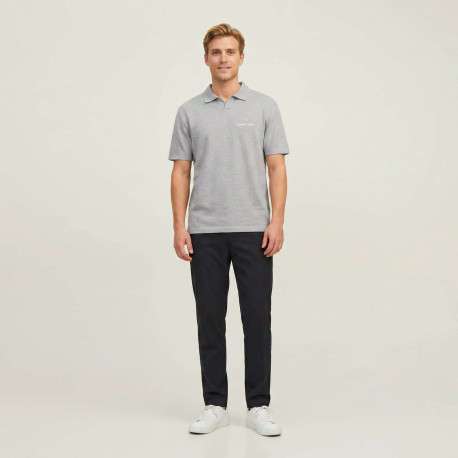 Polo en coton biologique gris uni avec une coupe droite et un col à revers - Image 4