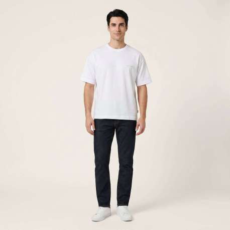 T-shirt en coton blanc imprimé à coupe droite pourvu d'un col rond - Image 7
