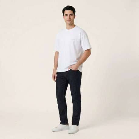 T-shirt en coton blanc imprimé à coupe droite pourvu d'un col rond - Image 8