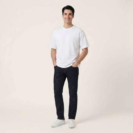 T-shirt en coton blanc imprimé à coupe droite pourvu d'un col rond - Image 9