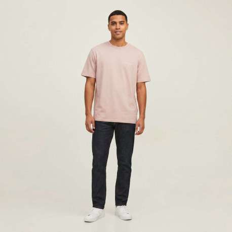 T-shirt en coton biologique rose imprimé à coupe droite pourvu d'un col rond - Image 3