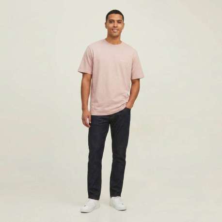 T-shirt en coton biologique rose imprimé à coupe droite pourvu d'un col rond - Image 4