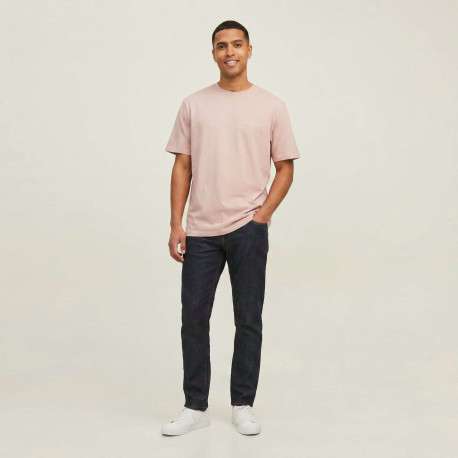 T-shirt en coton biologique rose imprimé à coupe droite pourvu d'un col rond - Image 5