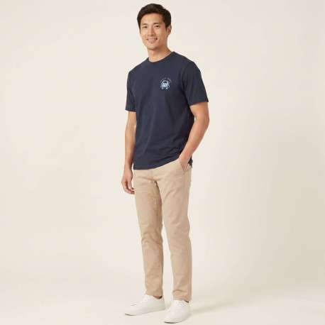 T-shirt en coton bleu marine imprimé avec un col rond et des manches courtes - Image 8