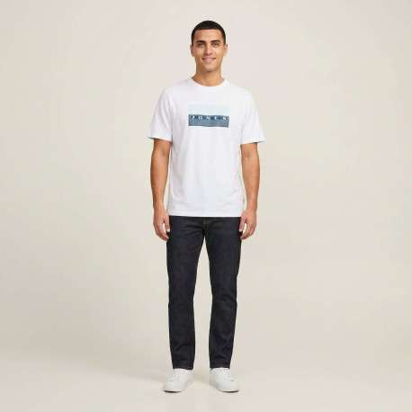 T-shirt en coton blanc imprimé avec une coupe droite et un col rond - Image 3