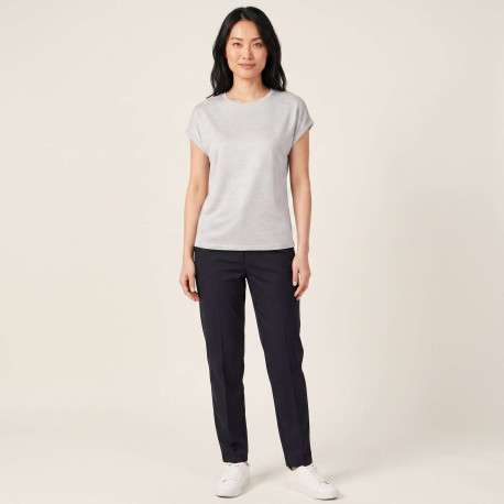 T-shirt gris uni pourvu d'une coupe ajustée et de manches courtes - Image 5