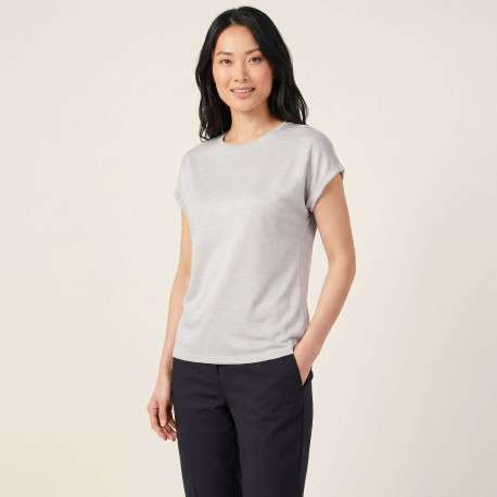 T-shirt gris uni pourvu d'une coupe ajustée et de manches courtes - Image 6