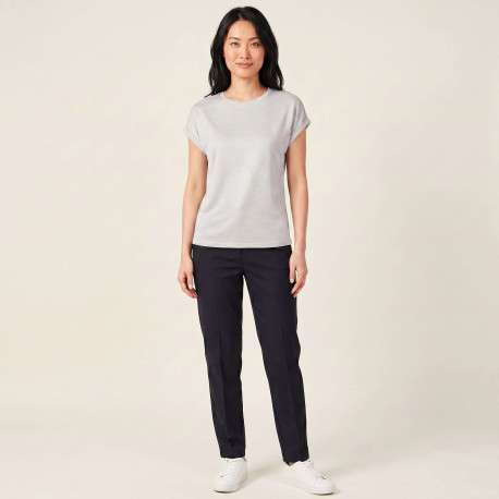 T-shirt gris uni pourvu d'une coupe ajustée et de manches courtes - Image 7