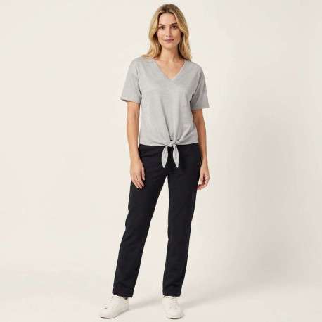 T-shirt gris uni pourvu d'une coupe droite et de manches courtes - Image 3