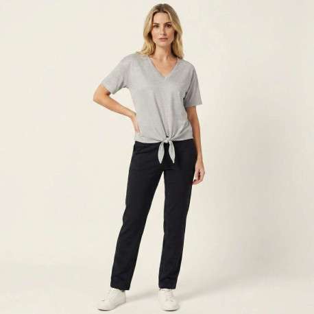 T-shirt gris uni pourvu d'une coupe droite et de manches courtes - Image 5