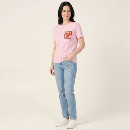 T-shirt en coton biologique rose uni avec des manches courtes - Image 6