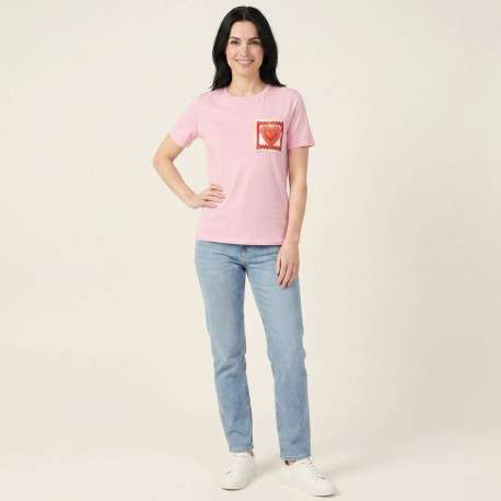 T-shirt en coton biologique rose uni avec des manches courtes - Image 7