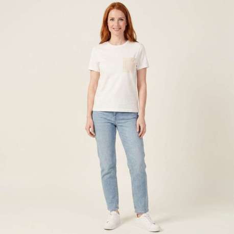 T-shirt en coton biologique écru uni avec des manches courtes - Image 3