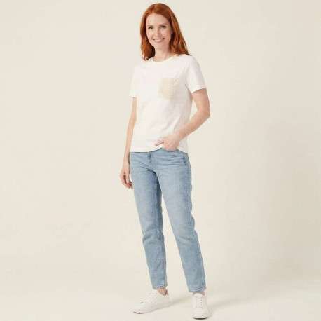 T-shirt en coton biologique écru uni avec des manches courtes - Image 4