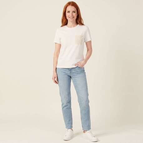 T-shirt en coton biologique écru uni avec des manches courtes - Image 5