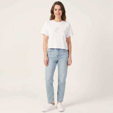 T-shirt en coton biologique blanc uni pourvu de broderies coquillages - Image 3