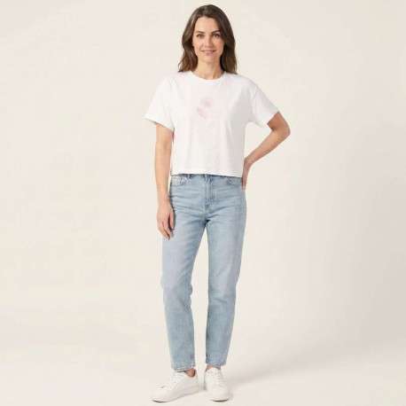 T-shirt en coton biologique blanc uni pourvu de broderies coquillages - Image 5