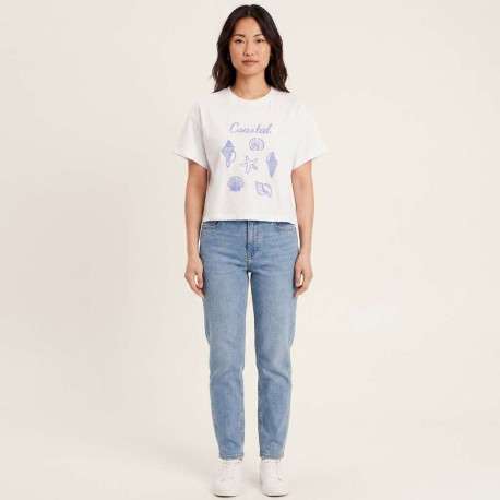 T-shirt en coton biologique blanc uni avec des coquillages brodés - Image 3