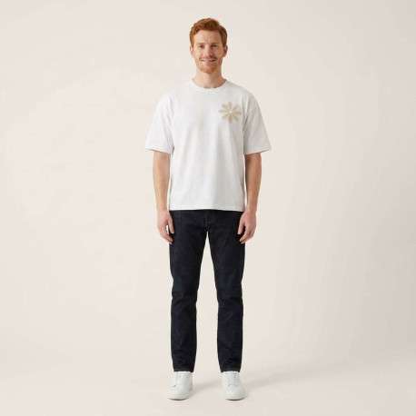T-shirt blanc uni avec une coupe droite et des manches courtes - Image 3