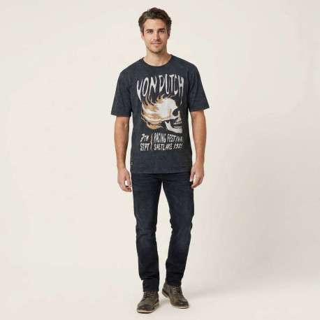T-shirt en coton anthracite avec un imprimé à l'avant et une coupe droite - Image 4