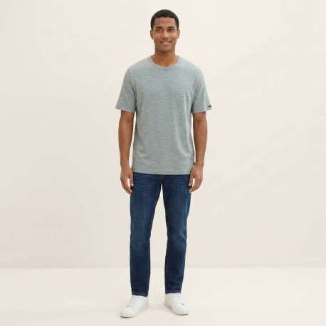 T-shirt en coton kaki uni avec une coupe droite et un col rond - Image 3
