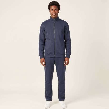 Sweat bleu foncé uni avec une coupe droite et un col montant - Image 3