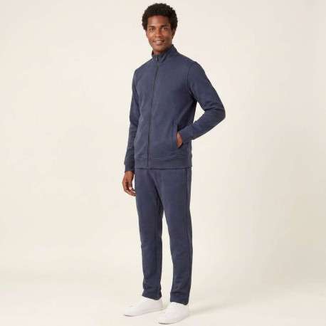 Sweat bleu foncé uni avec une coupe droite et un col montant - Image 4