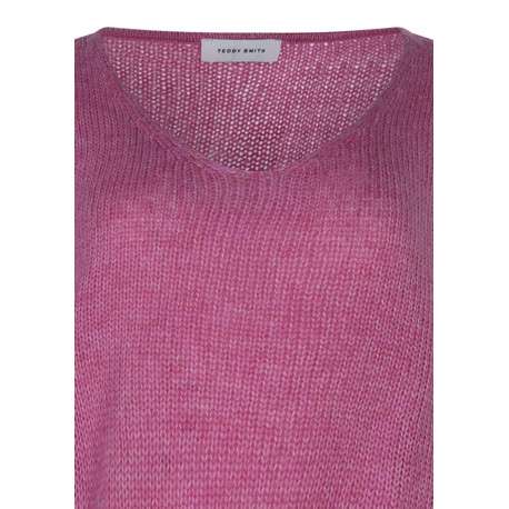 Pull rose à coupe ample pourvu d'un col arrondi et de manches longues - Image 2
