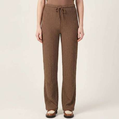 Pantalon marron uni pourvu d'une coupe bootcut et d'une taille haute - Image 4