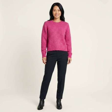 Pull fuchsia uni pourvu d'une coupe droite et de manches longues - Image 2