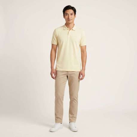Polo en coton jaune uni avec une coupe droite et un col boutonné - Image 4