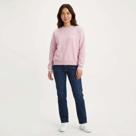 Pull rose à coupe droite pourvu d'un col rond et de manches longues - Image 3
