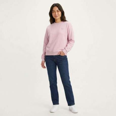 Pull rose à coupe droite pourvu d'un col rond et de manches longues - Image 4