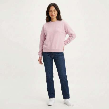 Pull rose à coupe droite pourvu d'un col rond et de manches longues - Image 5