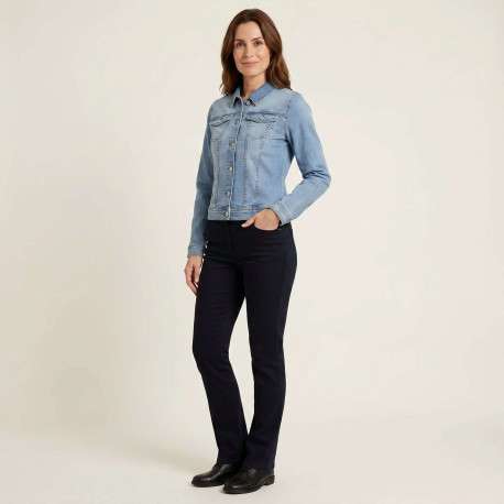Blouson en jean en coton mélangé stone uni avec une coupe droite - Image 4