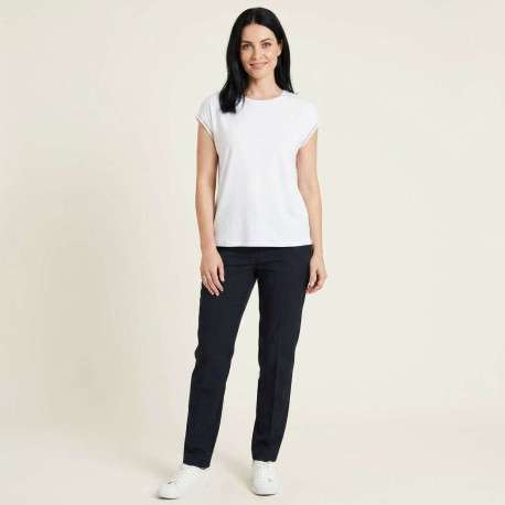 T-shirt blanc uni avec une coupe droite et des manches courtes - Image 2