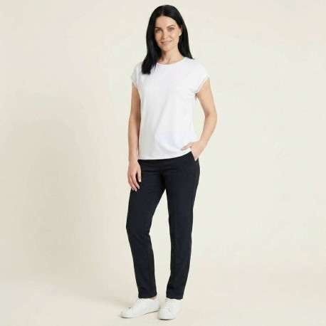 T-shirt blanc uni avec une coupe droite et des manches courtes - Image 3